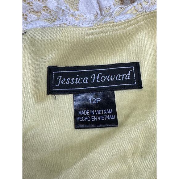 Jessica‎ Howard Dress Womens 12 Petite Yellow Sleeveless Lace Shift Boho Summer - Picture 6 of 10